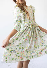 Load image into Gallery viewer, Green Bunny Print Long Sleeve Dress
