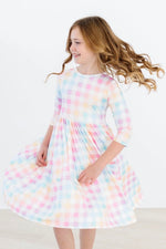 Load image into Gallery viewer, Rainbow Checkered Kids Dress
