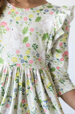 Load image into Gallery viewer, Green Bunny Print Long Sleeve Dress
