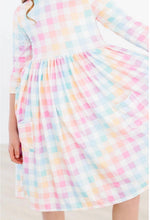 Load image into Gallery viewer, Rainbow Checkered Kids Dress
