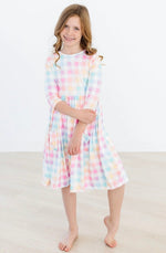 Load image into Gallery viewer, Rainbow Checkered Kids Dress
