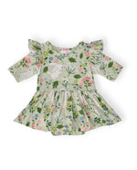 Load image into Gallery viewer, Green Bunny Print Long Sleeve Dress
