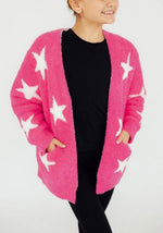 Load image into Gallery viewer, Girls Pink Star Cardigan Sweater

