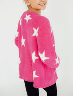 Load image into Gallery viewer, Girls Pink Star Cardigan Sweater
