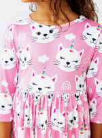 Load image into Gallery viewer, Unicorn Kitty Print Girls Dress
