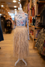 Load image into Gallery viewer, Champagne Tiered Midi Skirt
