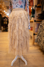 Load image into Gallery viewer, Champagne Tiered Midi Skirt
