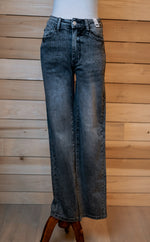 Load image into Gallery viewer, Black Rhinestone Straight Leg Jeans – Judy Blue High Waist Denim
