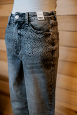 Load image into Gallery viewer, Black Rhinestone Straight Leg Jeans – Judy Blue High Waist Denim

