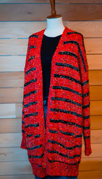 Load image into Gallery viewer, Red and Black Multi Color Cardigan
