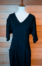 Load image into Gallery viewer, Black V-Neck Slim Fit Jumpsuit
