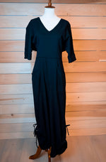 Load image into Gallery viewer, Black V-Neck Slim Fit Jumpsuit
