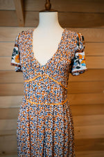 Load image into Gallery viewer, Orange Multi-Color Floral Dress
