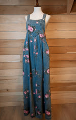 Load image into Gallery viewer, Pink Floral Wide Leg Overall Pants
