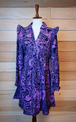 Load image into Gallery viewer, Purple Paisley Tiered Dress
