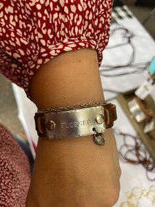 Blessed Hand Stamped Leather Cuff