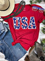 Load image into Gallery viewer, USA Glitter Red T-Shirt
